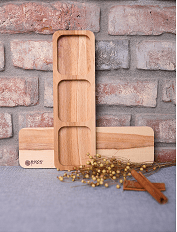 Naturalna Elegancka Tacka Drewniana z 3 Przegródkami