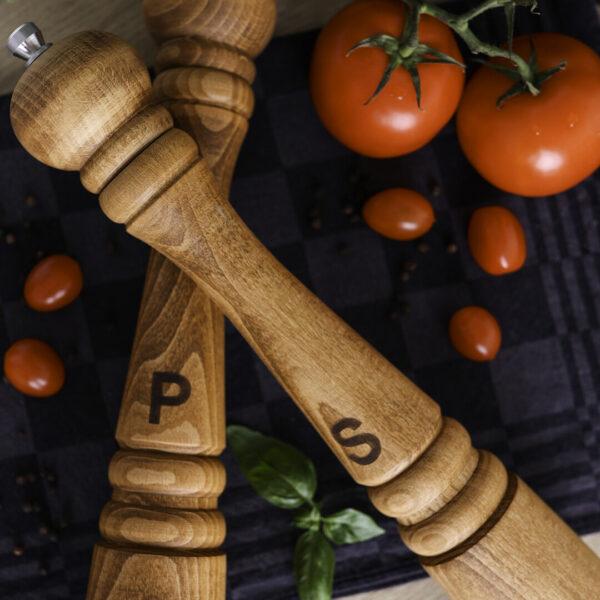 Zestaw Naturalnych Młynków Do Soli I Pieprzu - Model Klasyczny Ciemny