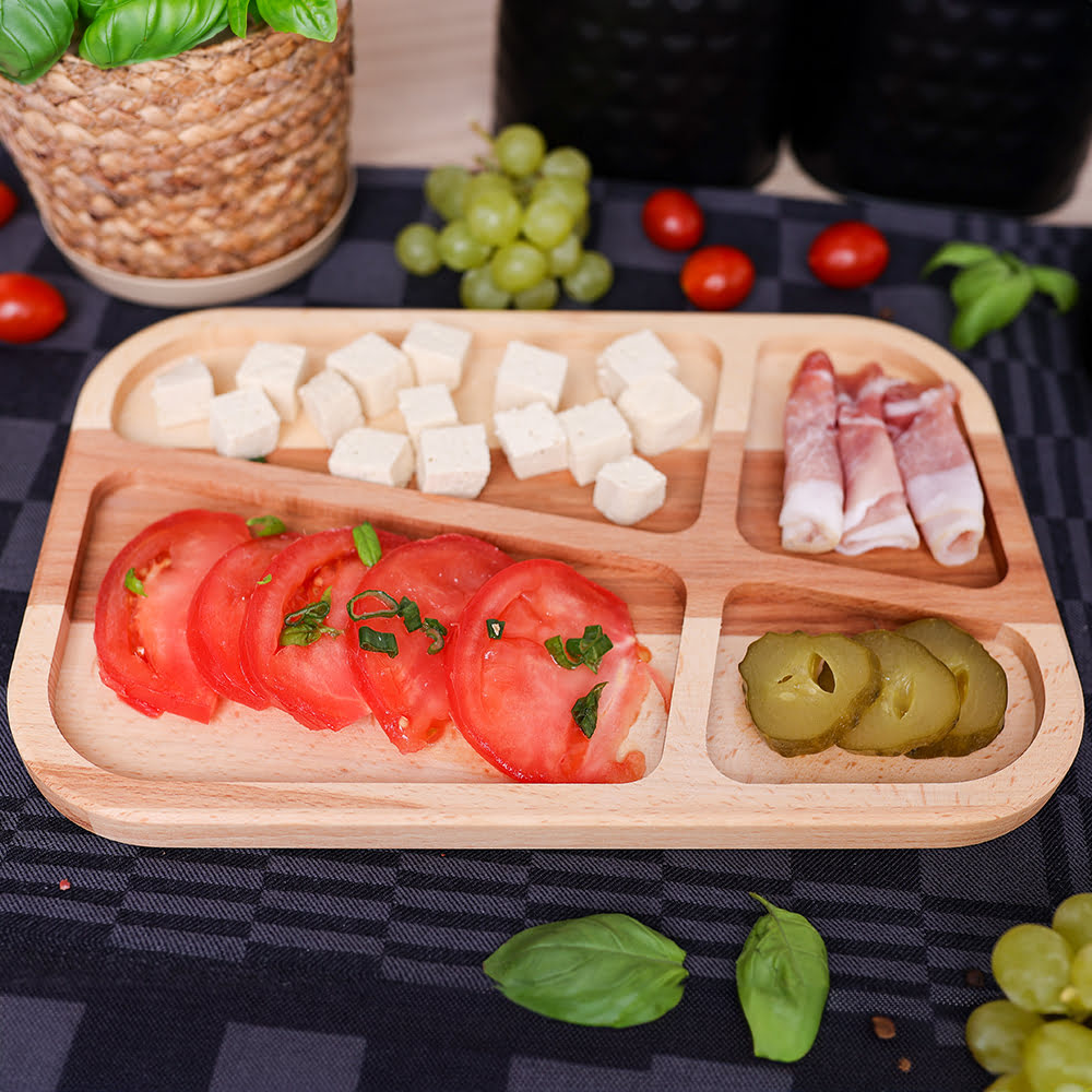 Duża Drewniana Naturalna Taca do Serwowania Przekąsek