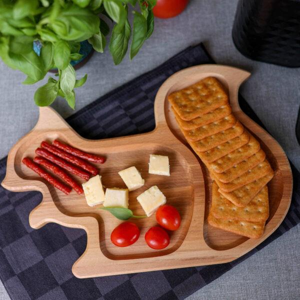 Drewniana Urocza Taca na Przekąski w Kształcie Wiewiórki