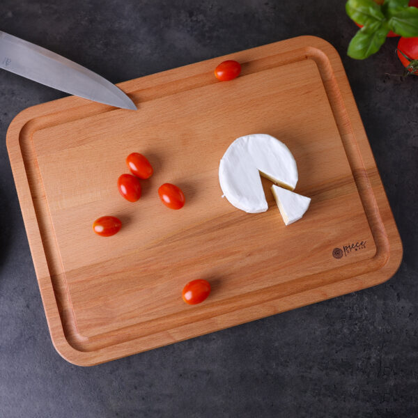 Bardzo Duża Naturalna Drewniana Deska do Krojenia z Rowkiem