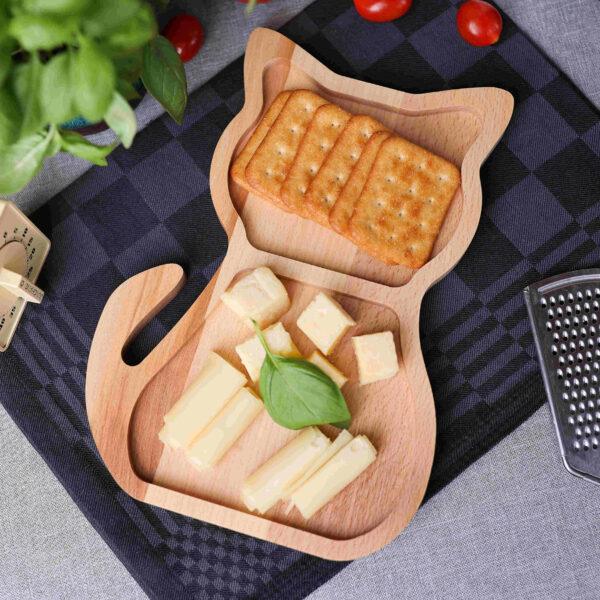 Drewniana Naturalna Urocza Tacka w Kształcie Kota