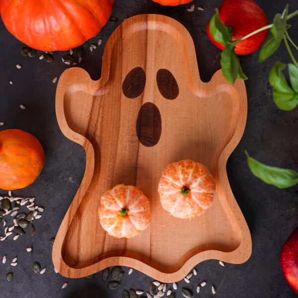 Drewniany Naturalny Półmisek „Duch Halloween”